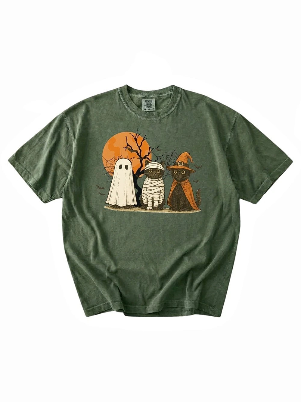 Comfort colors Halloween Graphic Short Sleeve Tee - Moss